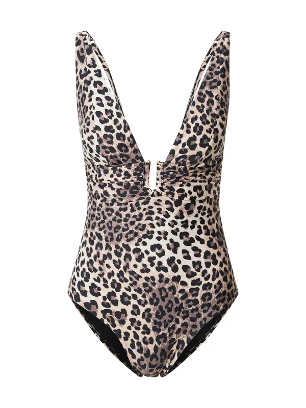 Hunkemöller Hunkemöller Jednodijelni kupaći kostim 'Luxe Animalia'  cappuccino / tamno smeđa / crna