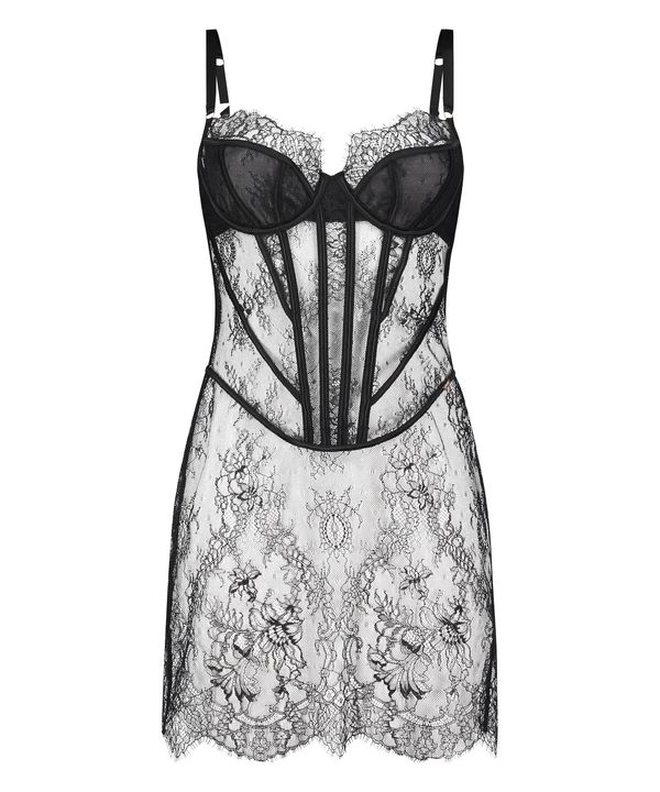 Hunkemöller Hunkemöller Negliže 'Camille'  crna / prozirna