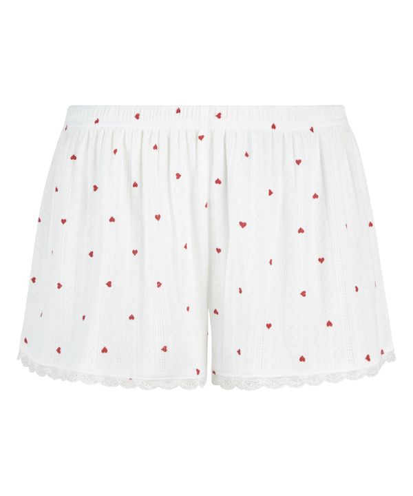 Hunkemöller Hunkemöller Pidžama hlače 'Pointelle'  crvena / bijela