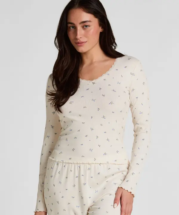 Hunkemöller Hunkemöller Spavaćica 'Daisy'  plava / pastelno plava / maslinasta / vuneno bijela