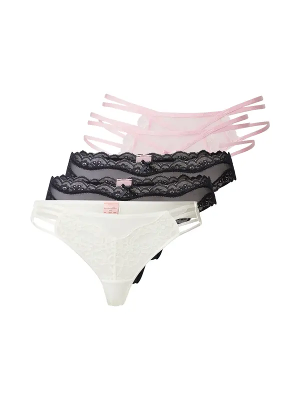 Hunkemöller Hunkemöller Tanga gaćice 'Fashion'  prljavo roza / crna / bijela