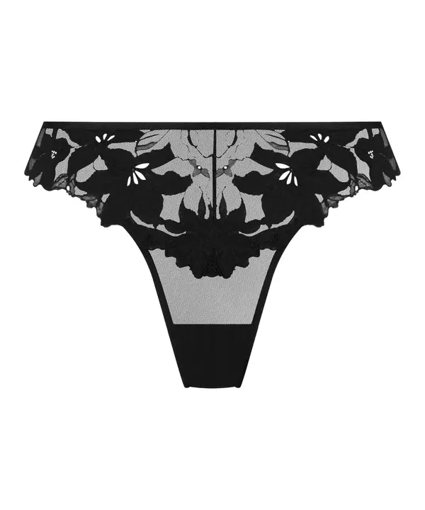 Hunkemöller Hunkemöller Tanga gaćice 'Ingrid Cheekini'  crna