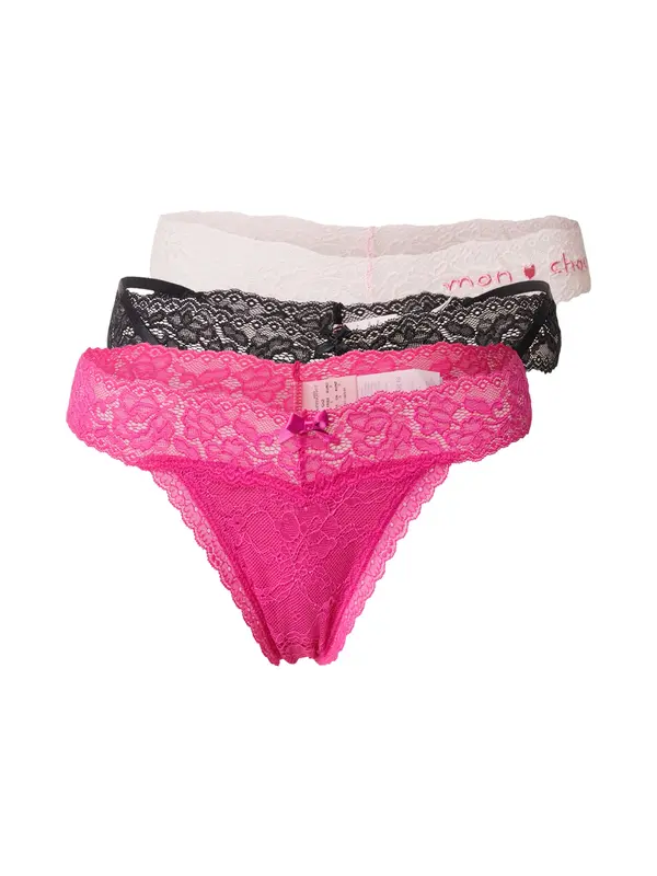 Hunkemöller Hunkemöller Tanga gaćice  roza / svijetloroza / crna