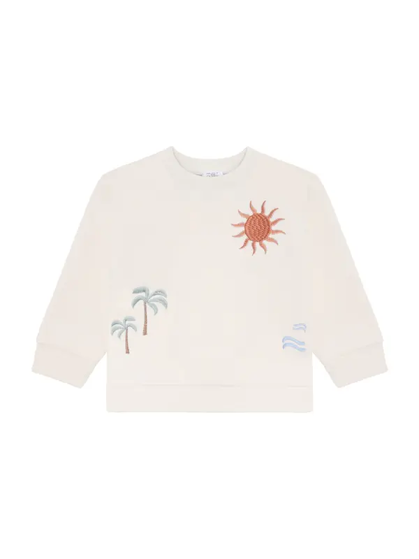 Hust & Claire Hust & Claire Sweater majica 'Sejer Palms'  boja pijeska / pastelno plava / smeđa / ciglasto crvena