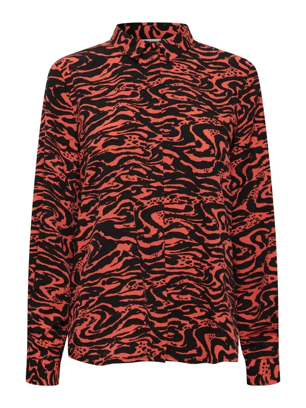 ICHI ICHI Bluza 'FANORA'  svijetlocrvena / crna