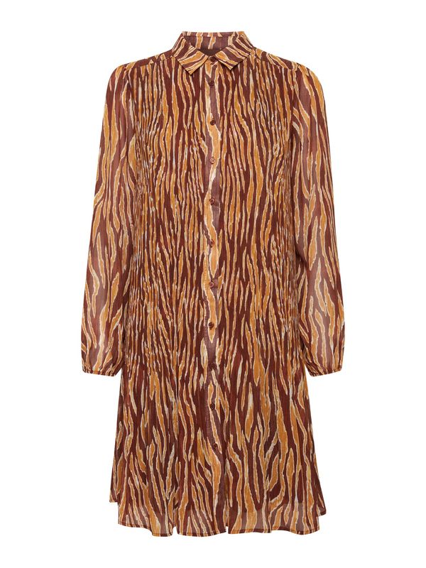 ICHI ICHI Košulja haljina 'ILLY'  smeđa / konjak / bijela