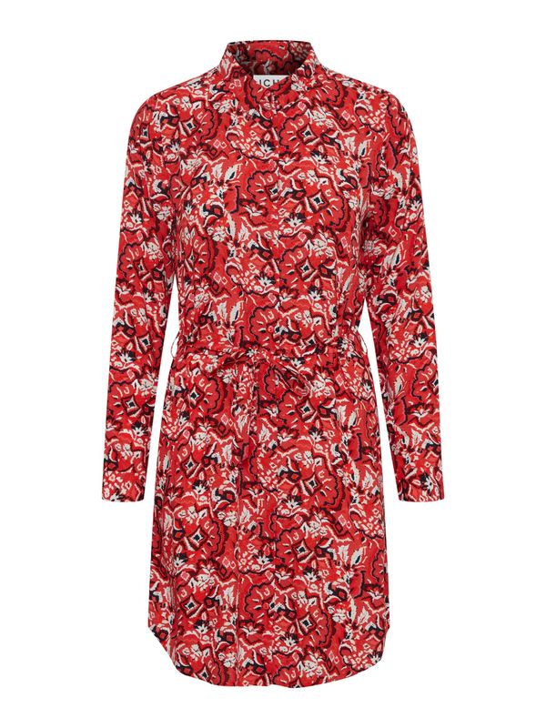 ICHI ICHI Košulja haljina 'VERA'  burgund / klasično crvena / bijela