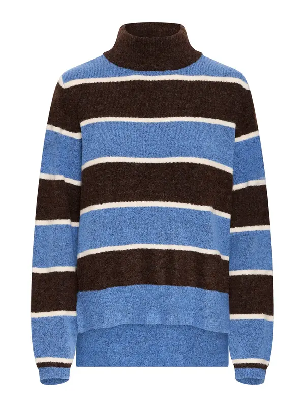 ICHI ICHI Pulover 'IHEDEEN'  kraljevsko plava / tamno smeđa / bijela