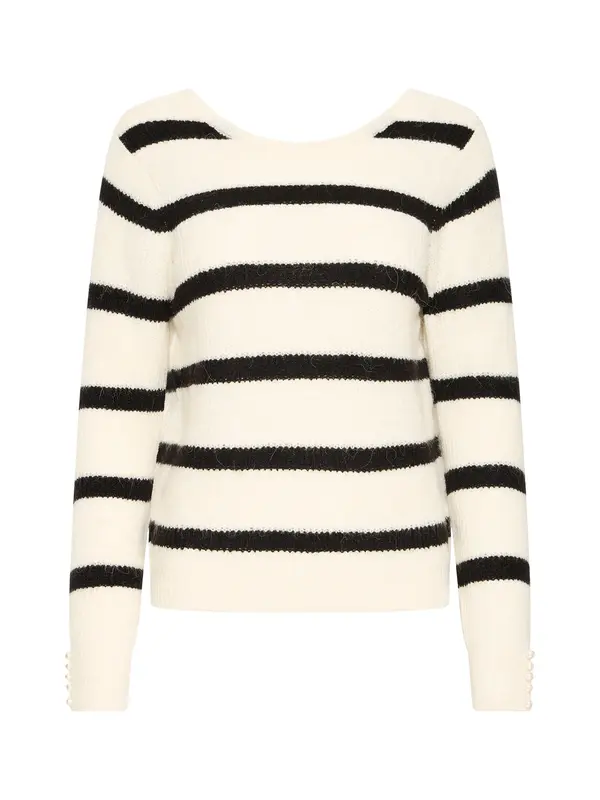 ICHI ICHI Pulover 'IHKAMARA'  ecru/prljavo bijela / noćno plava