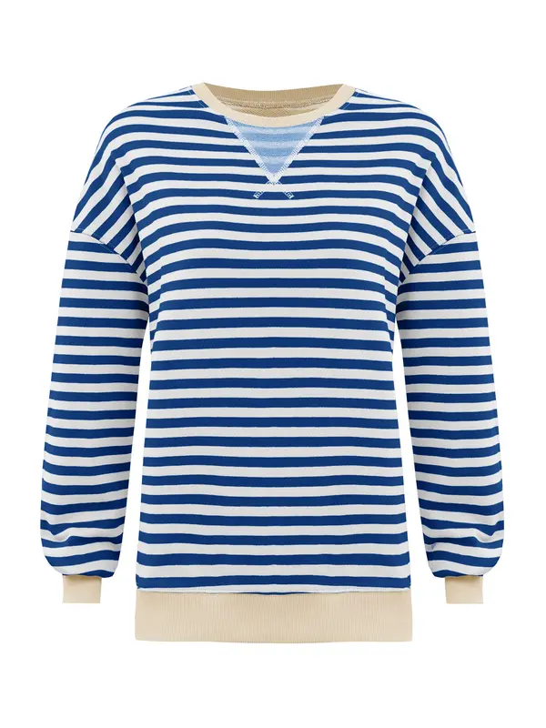 Imily Bela Imily Bela Sweater majica  bež / plava / bijela