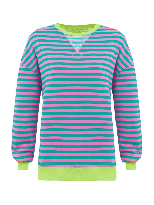 Imily Bela Imily Bela Sweater majica  neonsko zelena / tamno zelena / roza