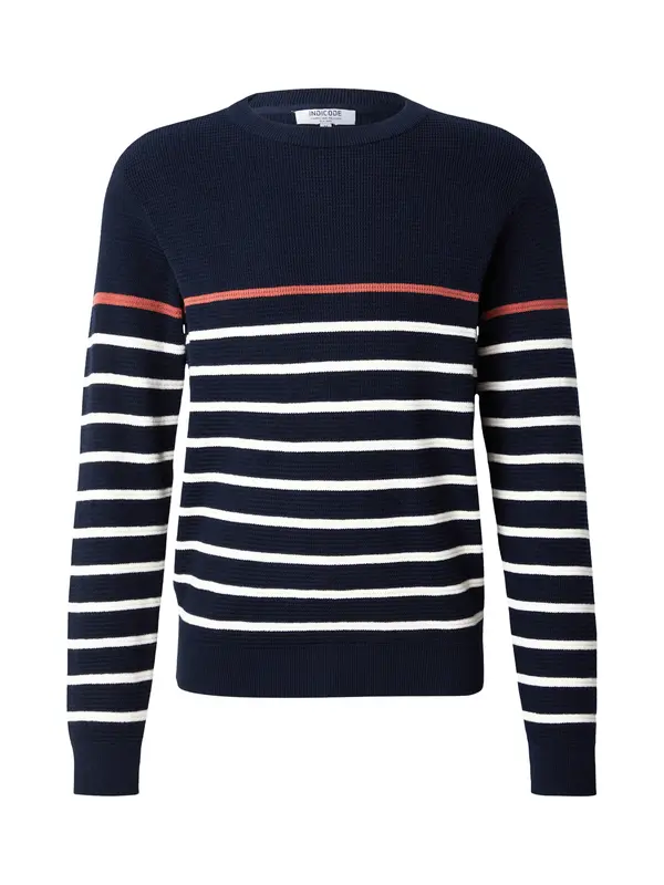 INDICODE JEANS INDICODE JEANS Pulover 'Mars'  mornarsko plava / koraljna / bijela