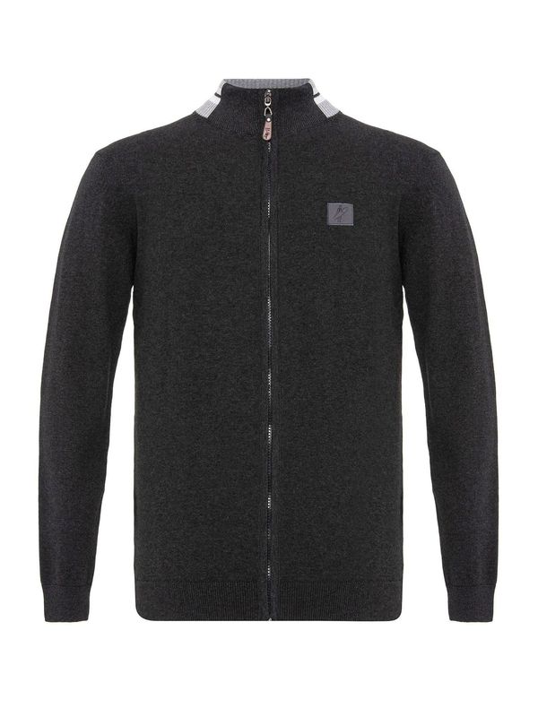 Jacey Quinn Jacey Quinn Kardigan 'Dominic'  antracit siva / svijetlosiva / bijela