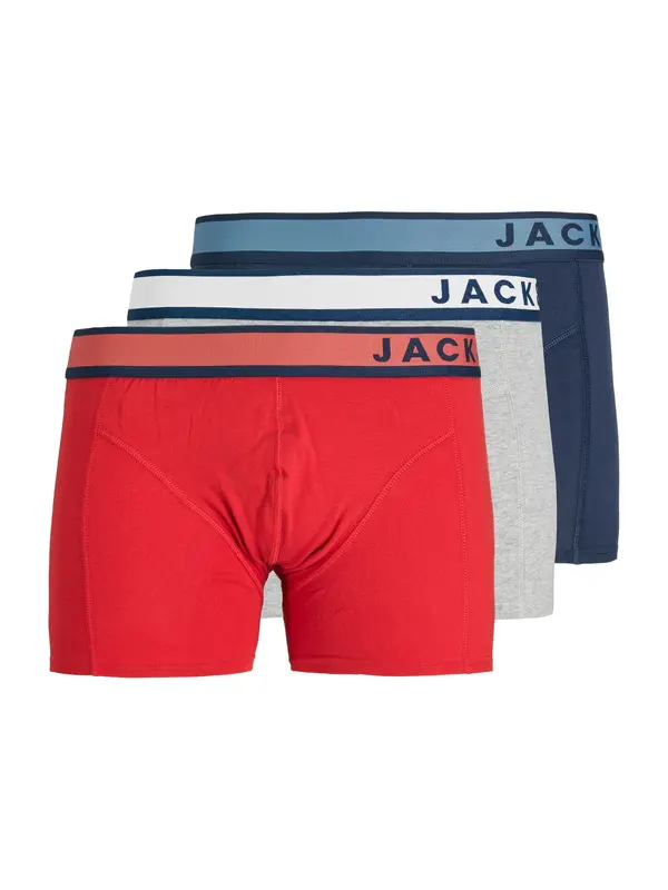 JACK & JONES JACK & JONES Bokserice 'JACDENVER'  morsko plava / svijetlosiva / siva melange / tamno crvena