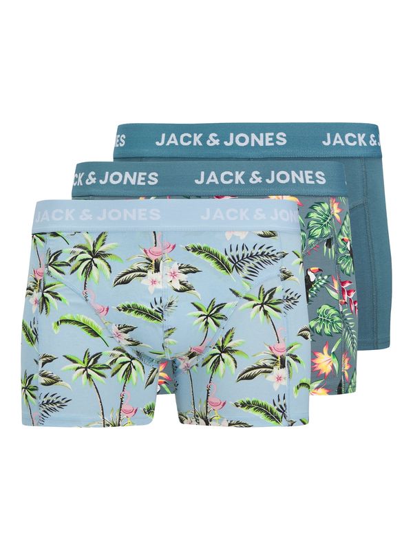 JACK & JONES JACK & JONES Bokserice 'JACFLOWER BIRD'  sivkasto plava / svijetloplava / zelena / roza