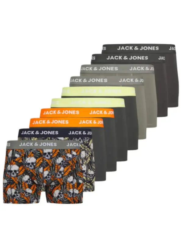 JACK & JONES JACK & JONES Bokserice 'JACHugo Skulls'  siva / tamo siva / narančasta / crna