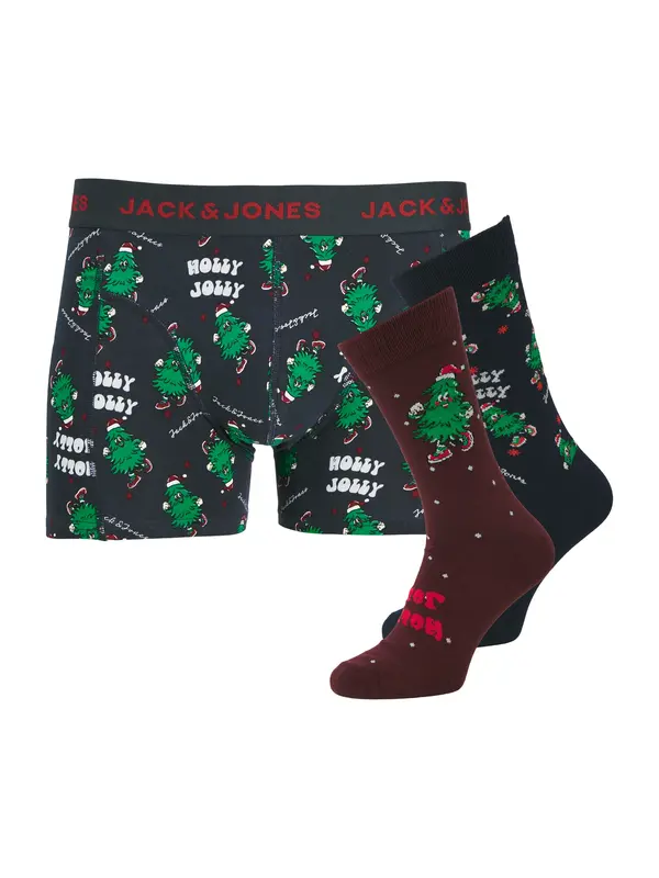 JACK & JONES JACK & JONES Bokserice 'Jacjolly Xmas'  noćno plava / zelena / rubin crvena / bijela