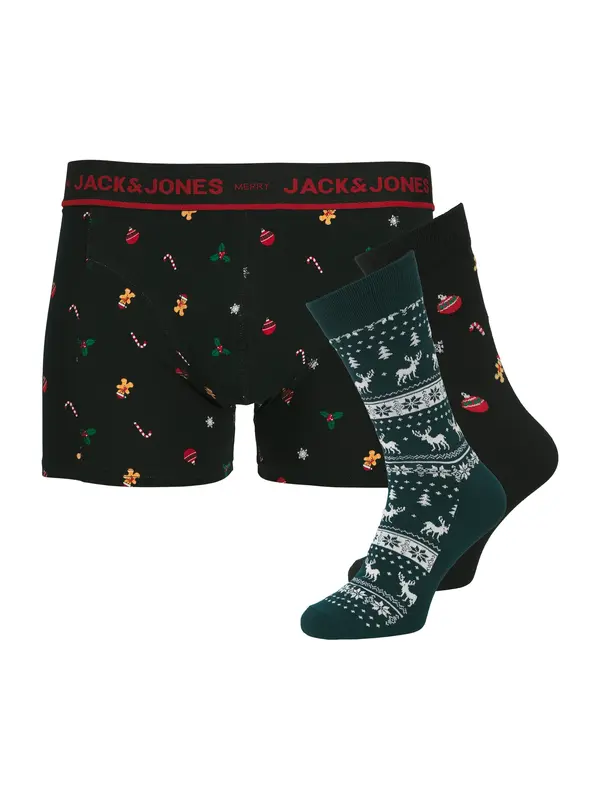 JACK & JONES JACK & JONES Bokserice 'JACMISTLETOE'  kraljevski zelena / crvena / crna / bijela