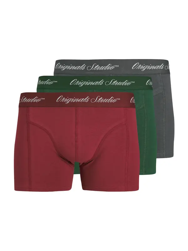 JACK & JONES JACK & JONES Bokserice 'JACNORREBRO'  siva / tamno zelena / crvena