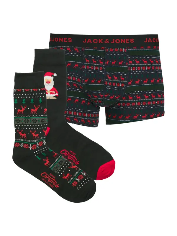 JACK & JONES JACK & JONES Bokserice 'JACXMAS REINDEER'  smaragdno zelena / crvena / crna / bijela