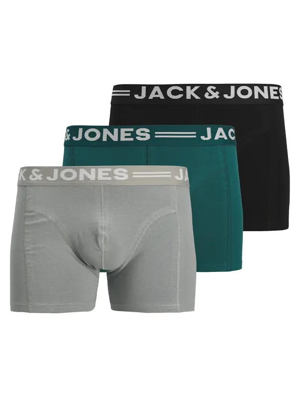 JACK & JONES JACK & JONES Bokserice 'Sense'  siva / tamno zelena / crna
