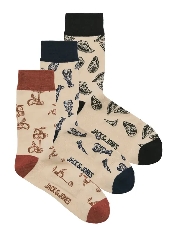 JACK & JONES JACK & JONES Čarape  bež / tamno plava / hrđavo smeđa / crna