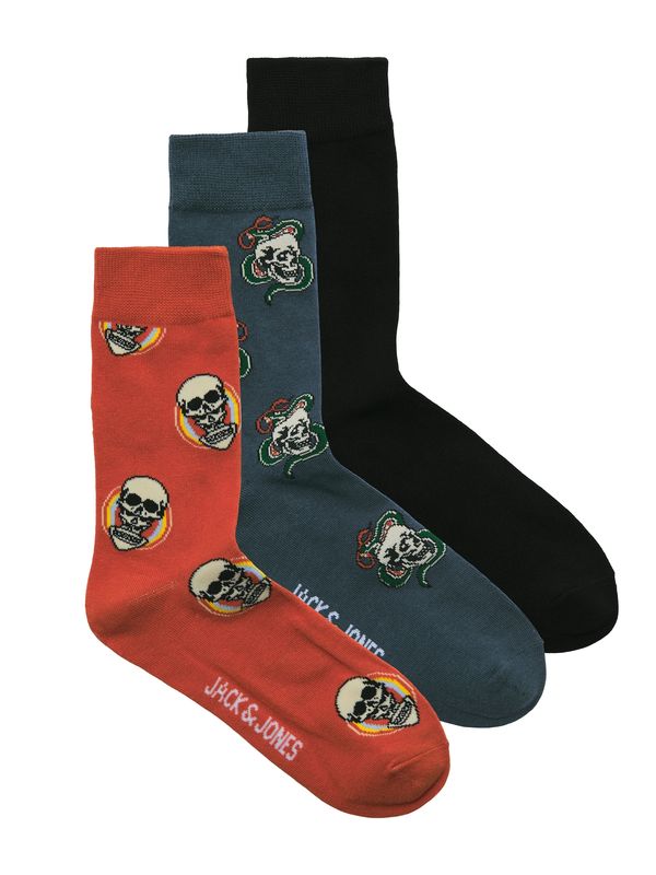 JACK & JONES JACK & JONES Čarape 'JACANATOMY SKULL'  morsko plava / crvena / crna / bijela