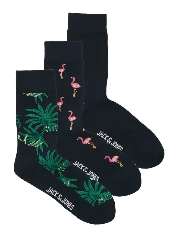 JACK & JONES JACK & JONES Čarape 'JACFLAMINGO'  tamno plava / tamno zelena / roza / bijela