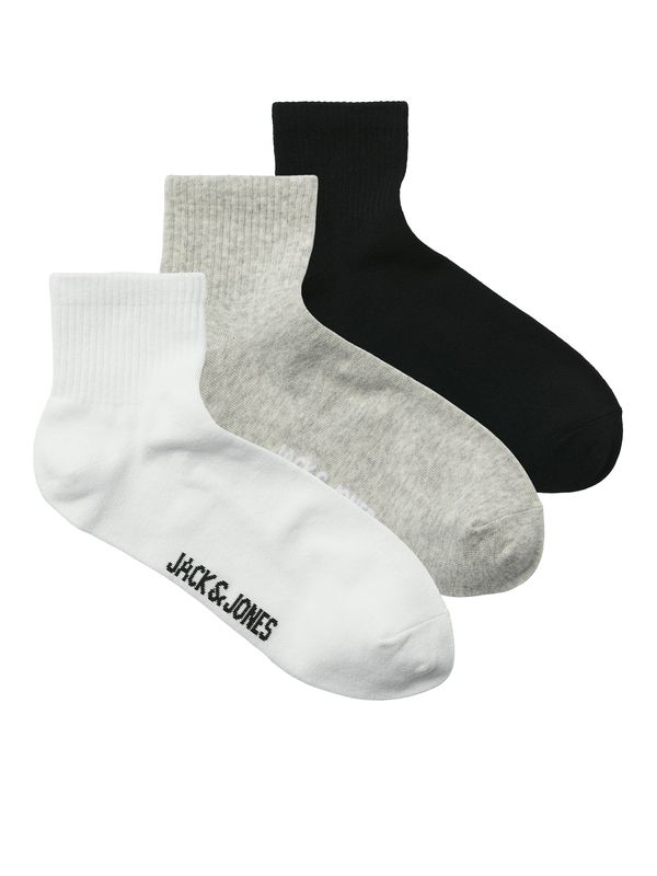 JACK & JONES JACK & JONES Čarape 'JACLEON'  svijetlosiva / crna / bijela