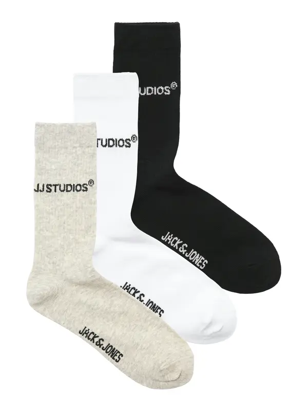 JACK & JONES JACK & JONES Čarape 'JACSOHO'  svijetlosiva / crna / bijela