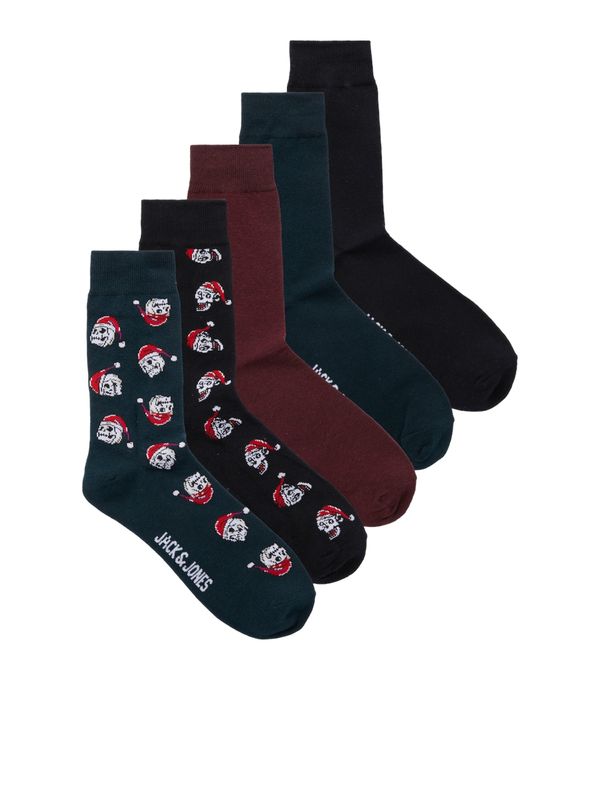 JACK & JONES JACK & JONES Čarape 'JACXMAS SKULL'  petrol / burgund / crna / bijela