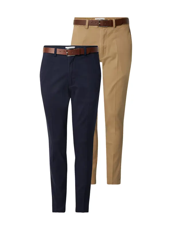 JACK & JONES JACK & JONES Chino hlače 'JPSTMARCO FRANCO'  bež / mornarsko plava