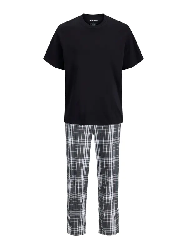JACK & JONES JACK & JONES Duga pidžama 'JACLuca'  grafit siva / crna / bijela