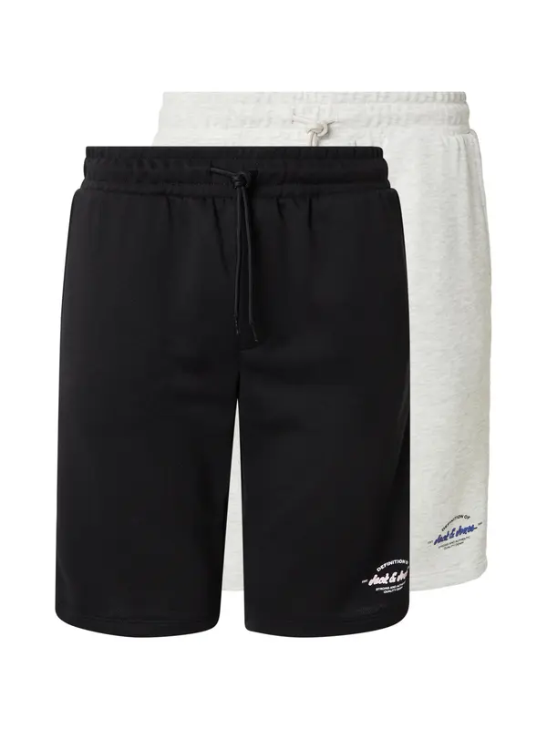 JACK & JONES JACK & JONES Hlače 'JPSTGORDON BRANDON'  plava / crna / bijela / bijela melange