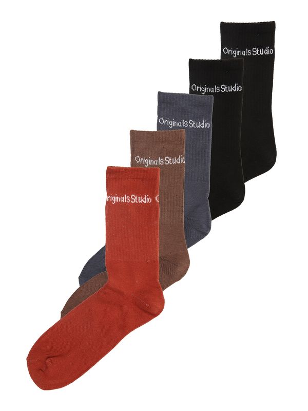 Jack & Jones Junior Jack & Jones Junior Čarape 'JACVESTERBRO'  sivkasto plava / smeđa / narančasta / crna