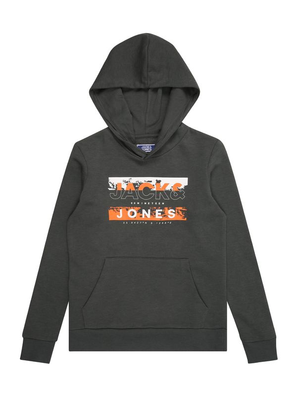 Jack & Jones Junior Jack & Jones Junior Sweater majica 'JCOKONTA'  siva / narančasta / bijela