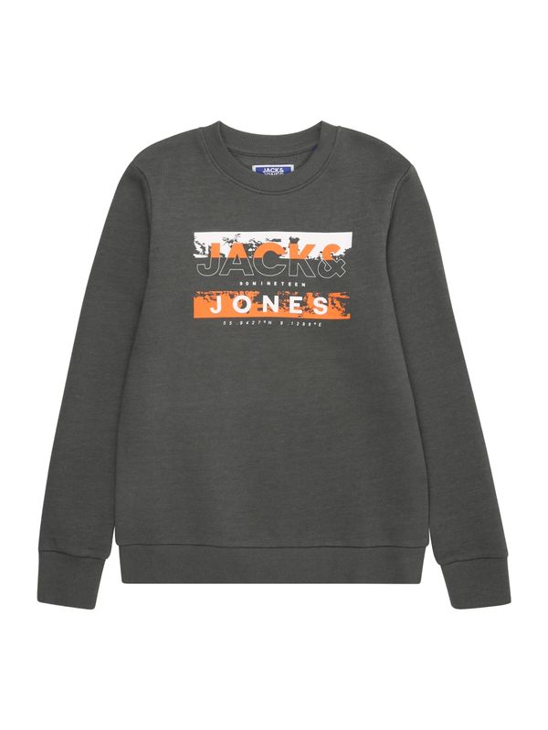Jack & Jones Junior Jack & Jones Junior Sweater majica 'JCOKONTA'  tamo siva / narančasta / bijela