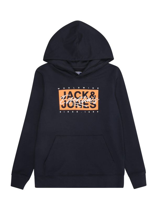 Jack & Jones Junior Jack & Jones Junior Sweater majica 'JJCOLTON'  noćno plava / mandarina / bijela
