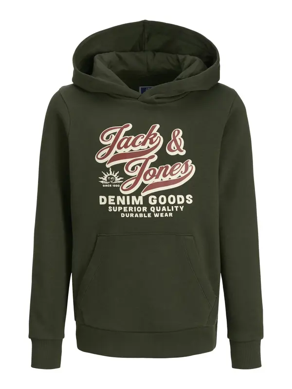 Jack & Jones Junior Jack & Jones Junior Sweater majica 'JJELOGO'  bež / zelena / bijela