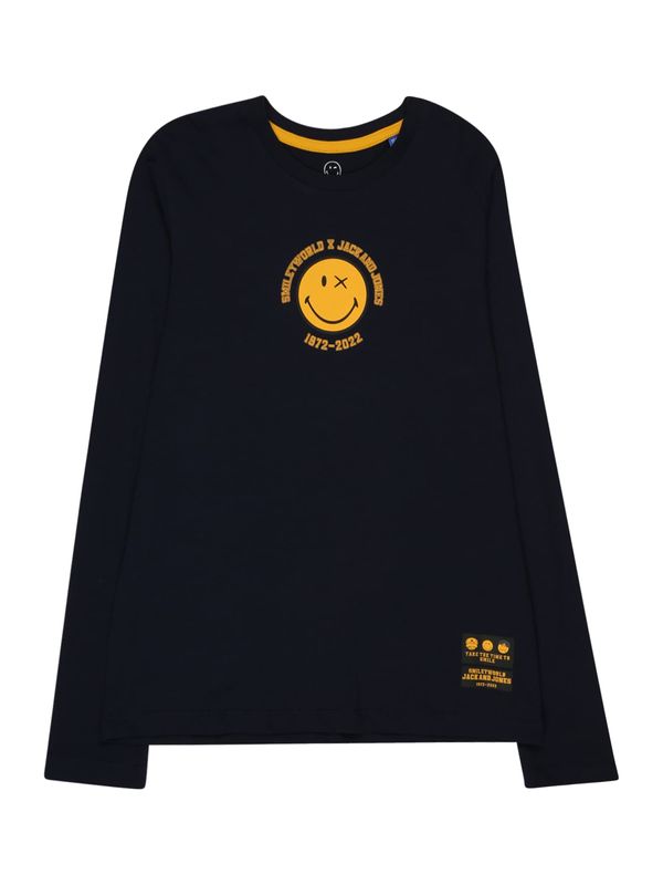 Jack & Jones Junior Jack & Jones Junior Sweater majica 'JORSMILEYWORLD TEE LS CREW NECK JNR'  mornarsko plava