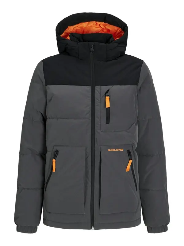 Jack & Jones Junior Jack & Jones Junior Zimska jakna 'JJEOtto'  siva / svijetlonarančasta / crna