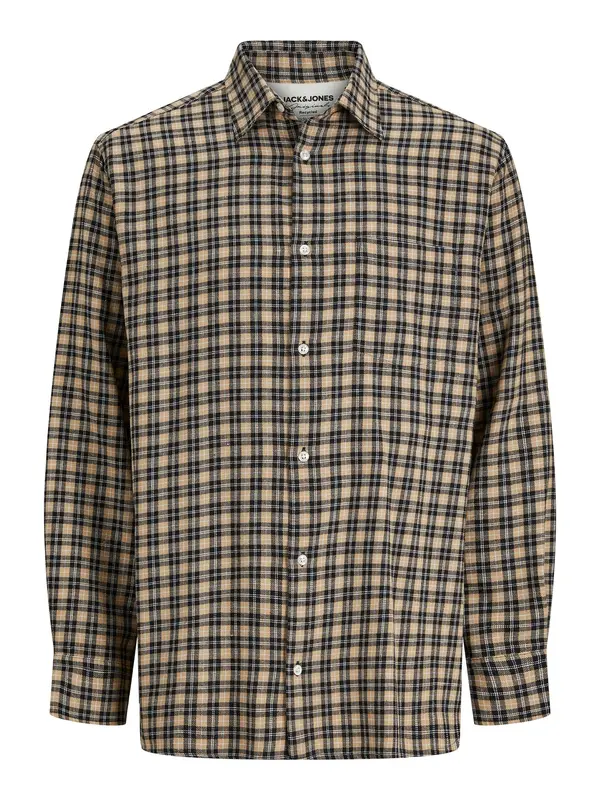 JACK & JONES JACK & JONES Košulja 'BLICHER'  svijetlosmeđa / tamno smeđa / bijela