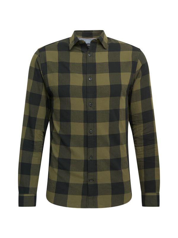 JACK & JONES JACK & JONES Košulja 'Gingham'  maslinasta / crna