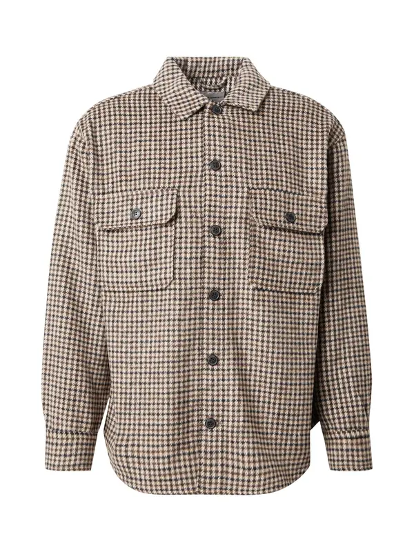 JACK & JONES JACK & JONES Košulja 'JJEBRADLEY OLLIE'  cappuccino / tamno smeđa / bijela