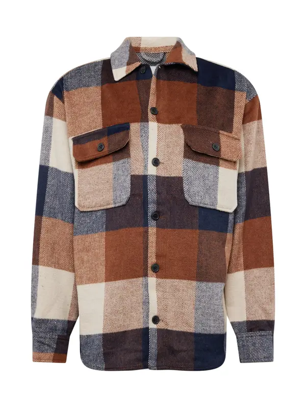 JACK & JONES JACK & JONES Košulja 'JJEBradley Ollie'  mornarsko plava / konjak / bijela