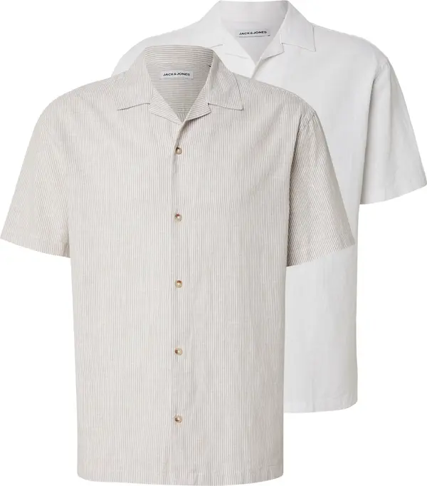 JACK & JONES JACK & JONES Košulja 'JJESUMMER'  sivkasto bež / bijela
