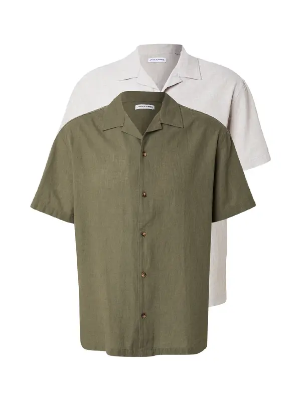 JACK & JONES JACK & JONES Košulja 'JJESUMMER'  sivkasto bež / maslinasta