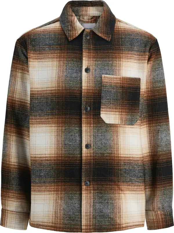 JACK & JONES JACK & JONES Košulja 'JJZAC'  boja pijeska / smeđa / tamo siva / bijela
