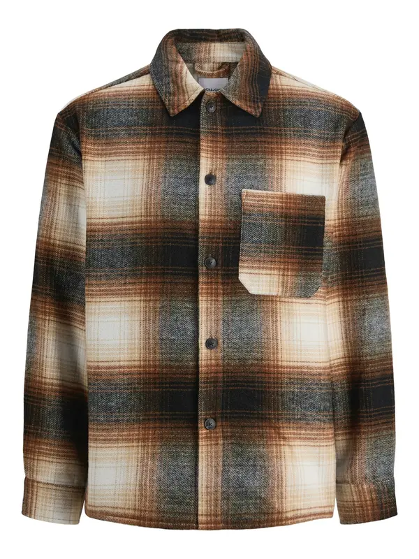 JACK & JONES JACK & JONES Košulja 'JJZAC'  boja pijeska / smeđa / tamo siva / bijela