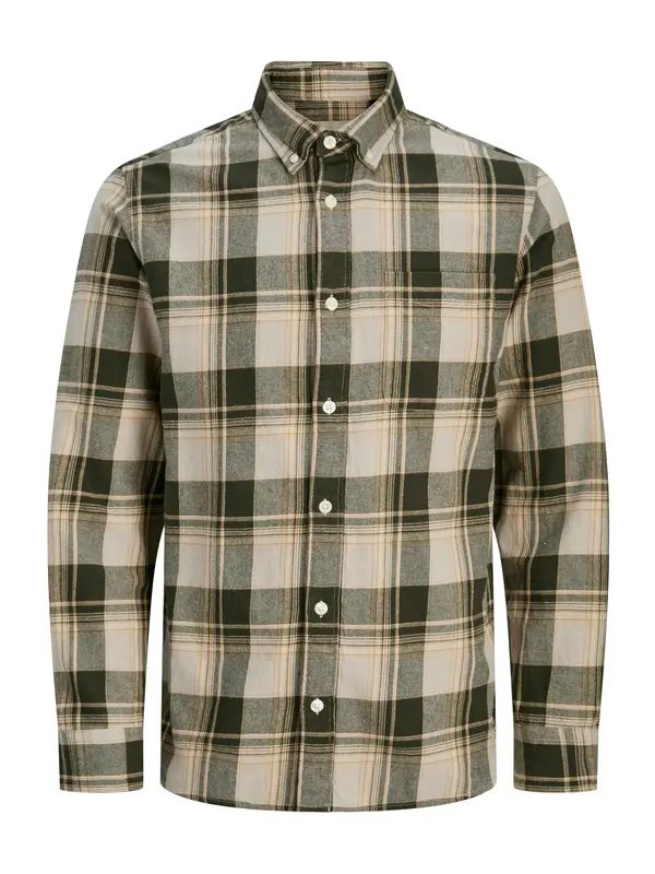 JACK & JONES JACK & JONES Košulja 'JPRBlubrook'  sivkasto bež / med / maslinasta